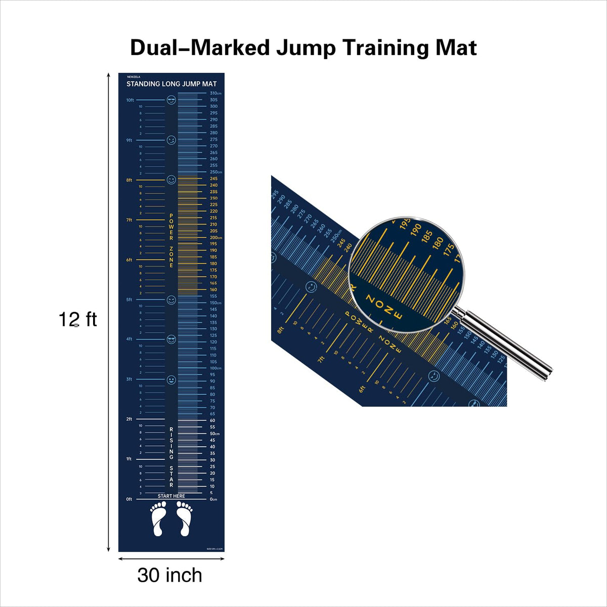 Newzela Broad Jump Training Mat with Feet & CM Markings