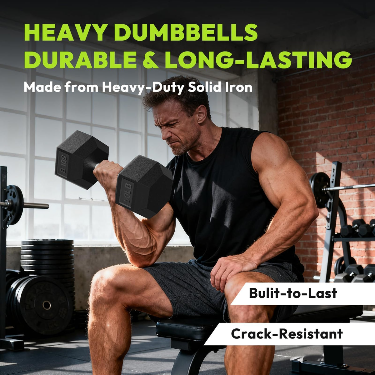 HANDBODE Hex Dumbbell Set 30–570 lb for Strength Training