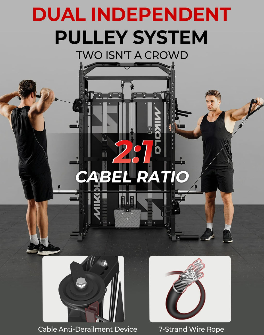 Mikolo Smith Machine with Weight Stack & Cable Crossover
