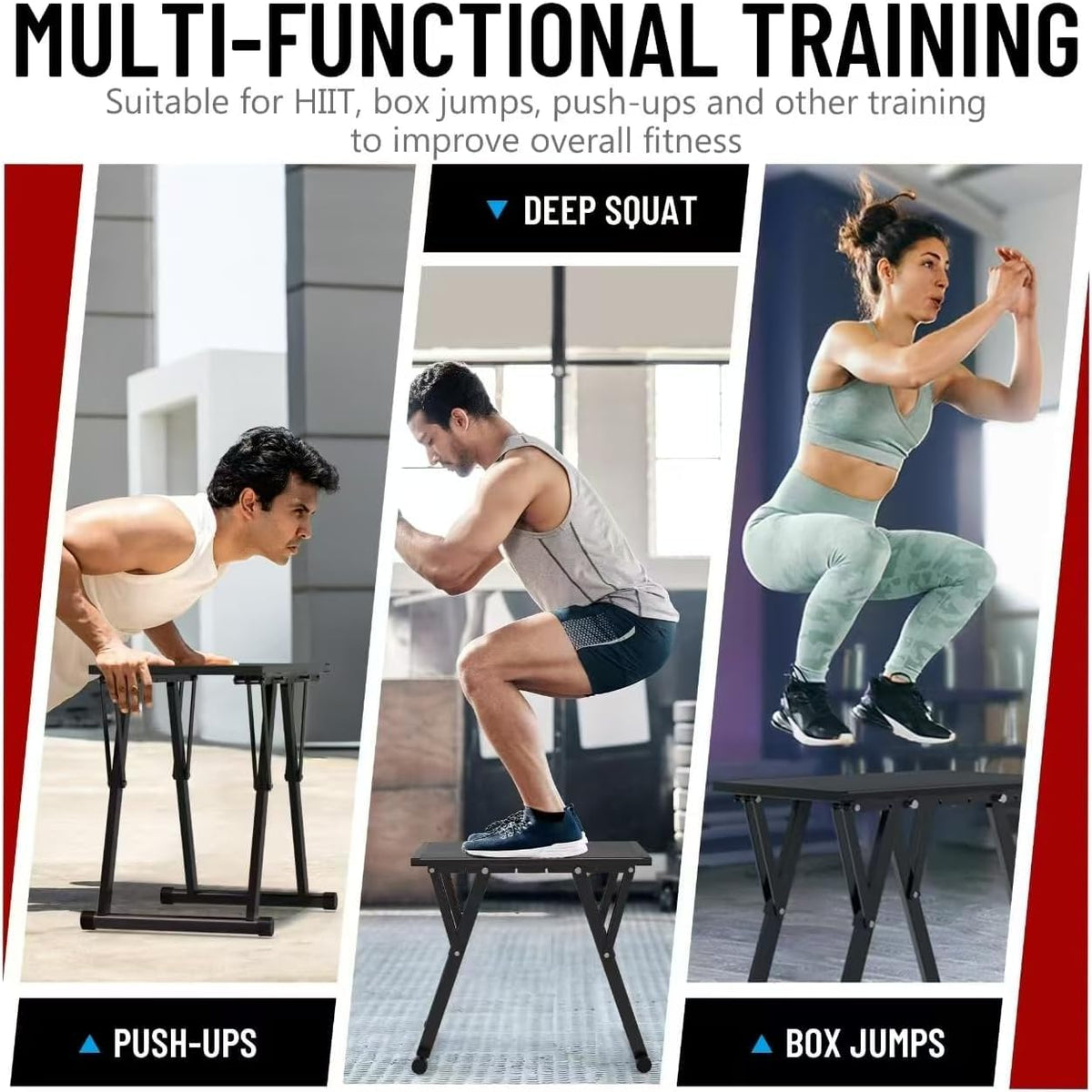 GanFindX Adjustable Steel Plyometric Jump Box 12–26 in