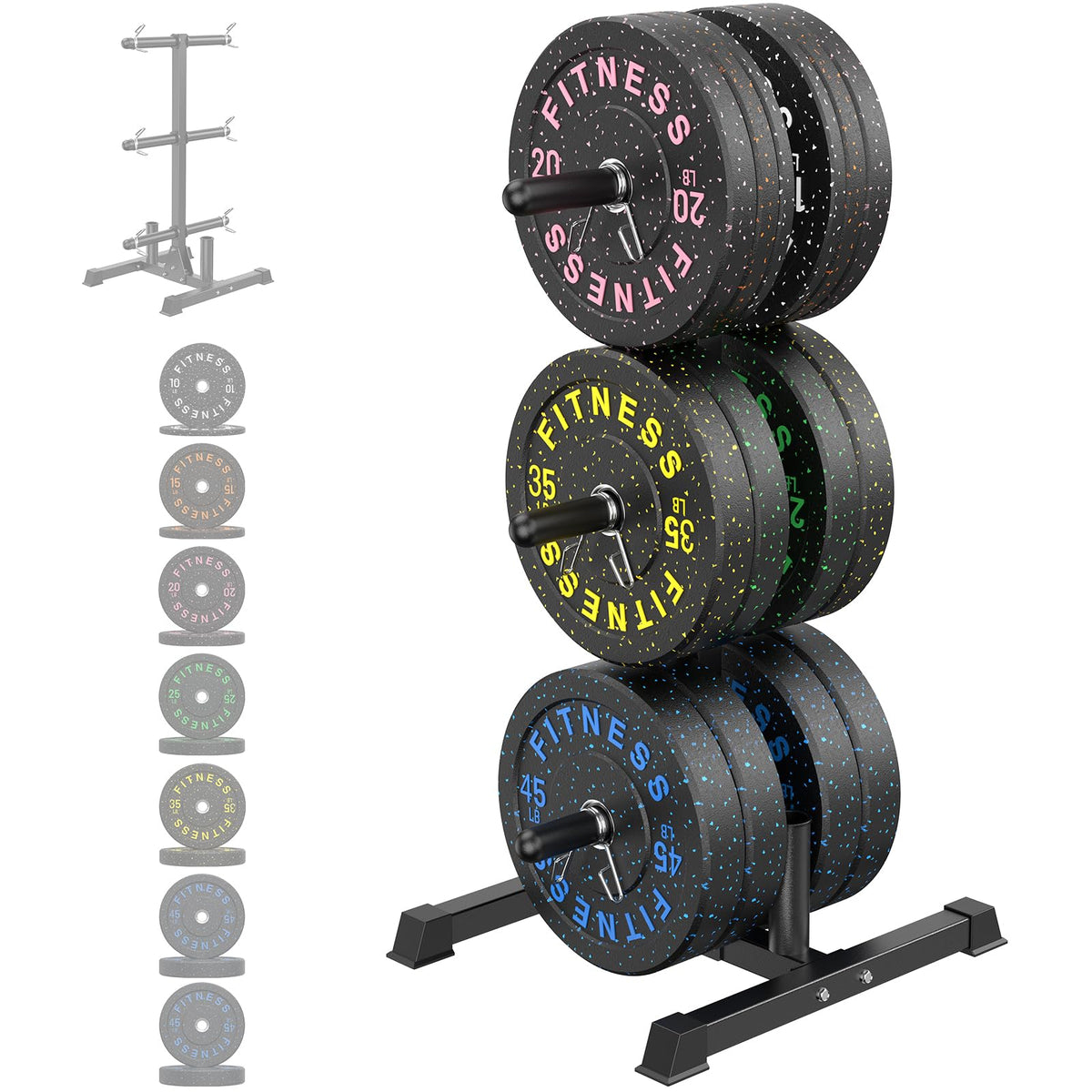 HANDBODE Olympic Barbell Set with Bumper Plates & Plate Rack
