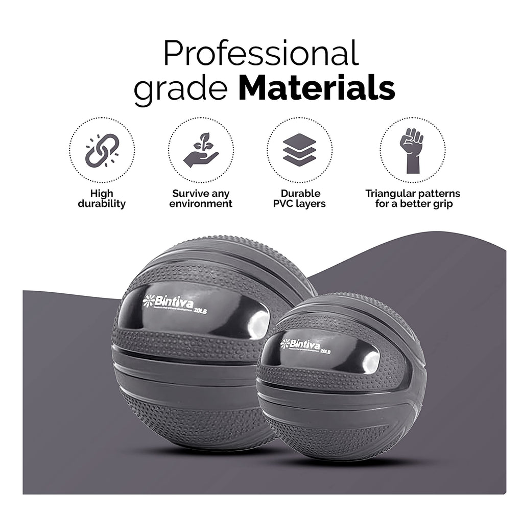 Bintiva Non-Bounce Weighted Slam Ball for Fitness Training