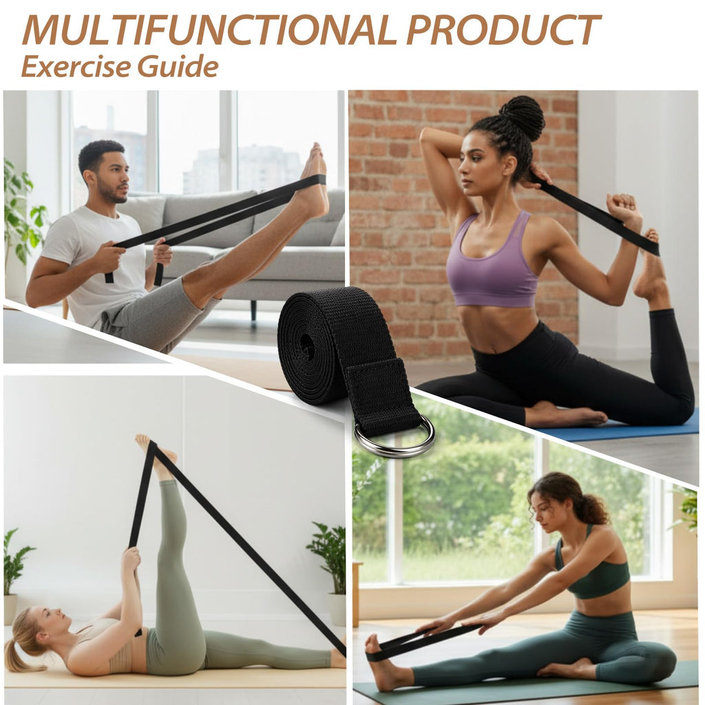 Leitee 6-Piece Cork Yoga Block & Stretch Strap Set