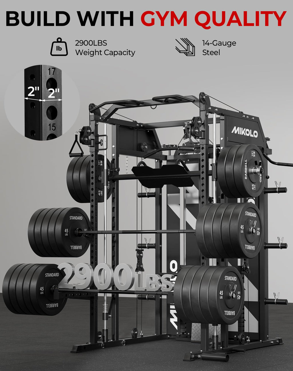 Mikolo Smith Machine with Weight Stack & Cable Crossover