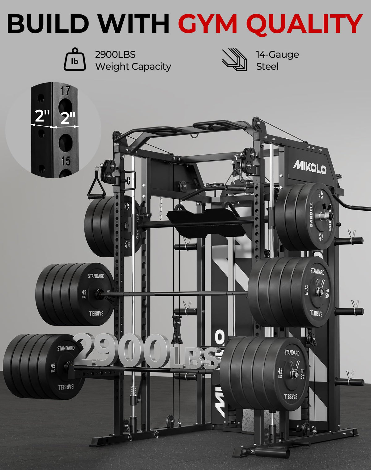 Mikolo Smith Machine with Weight Stack & Cable Crossover