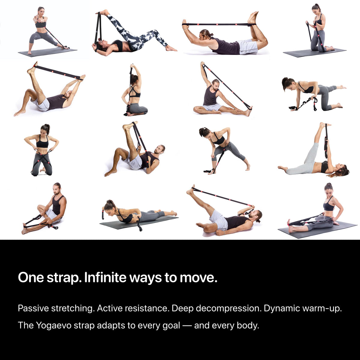 YogaEVO Elastic Stretching Strap with Loops for Therapy