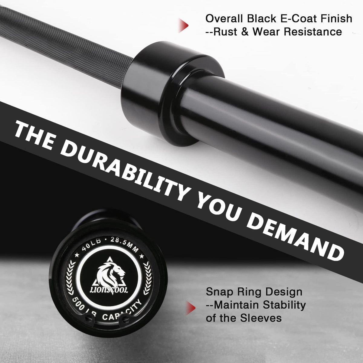 LIONSCOOL 7FT Olympic Barbell for Strength Training