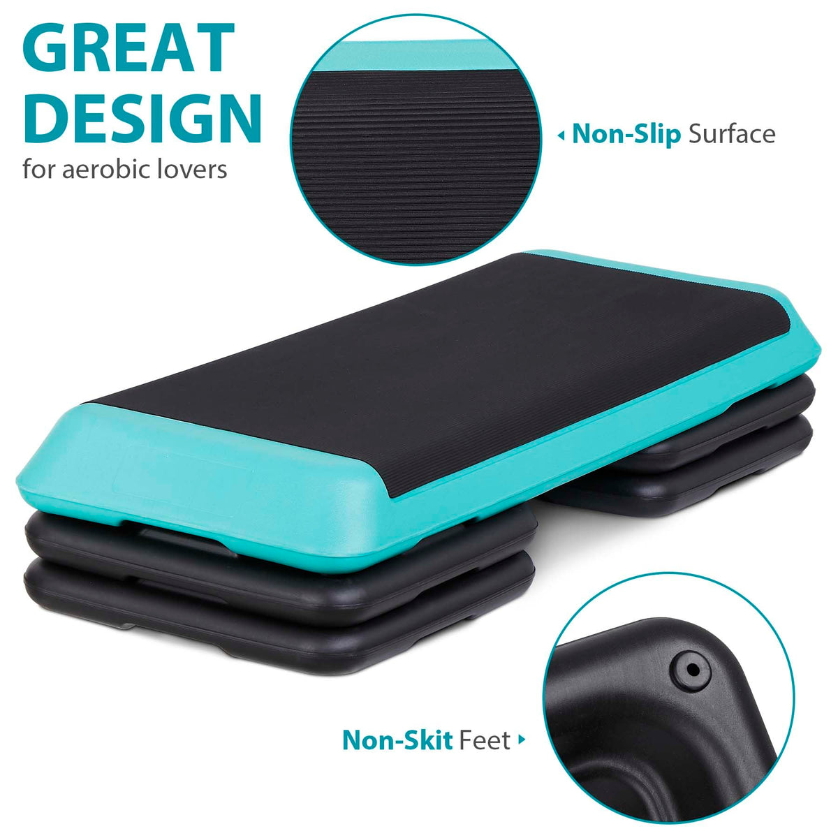 ZENY 43-Inch Adjustable Aerobic Step Platform with Risers