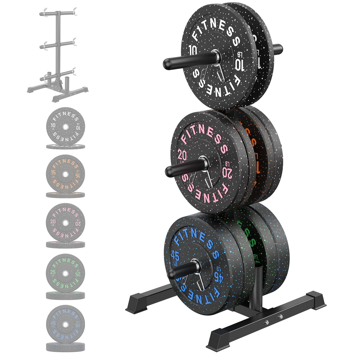 HANDBODE Olympic Barbell Set with Bumper Plates & Plate Rack