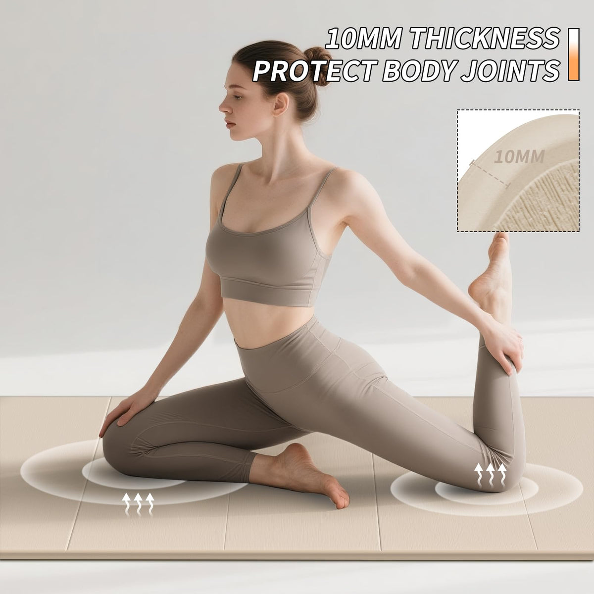 PAIDU 10mm Foldable TPE Yoga Mat – 75 x 26 in