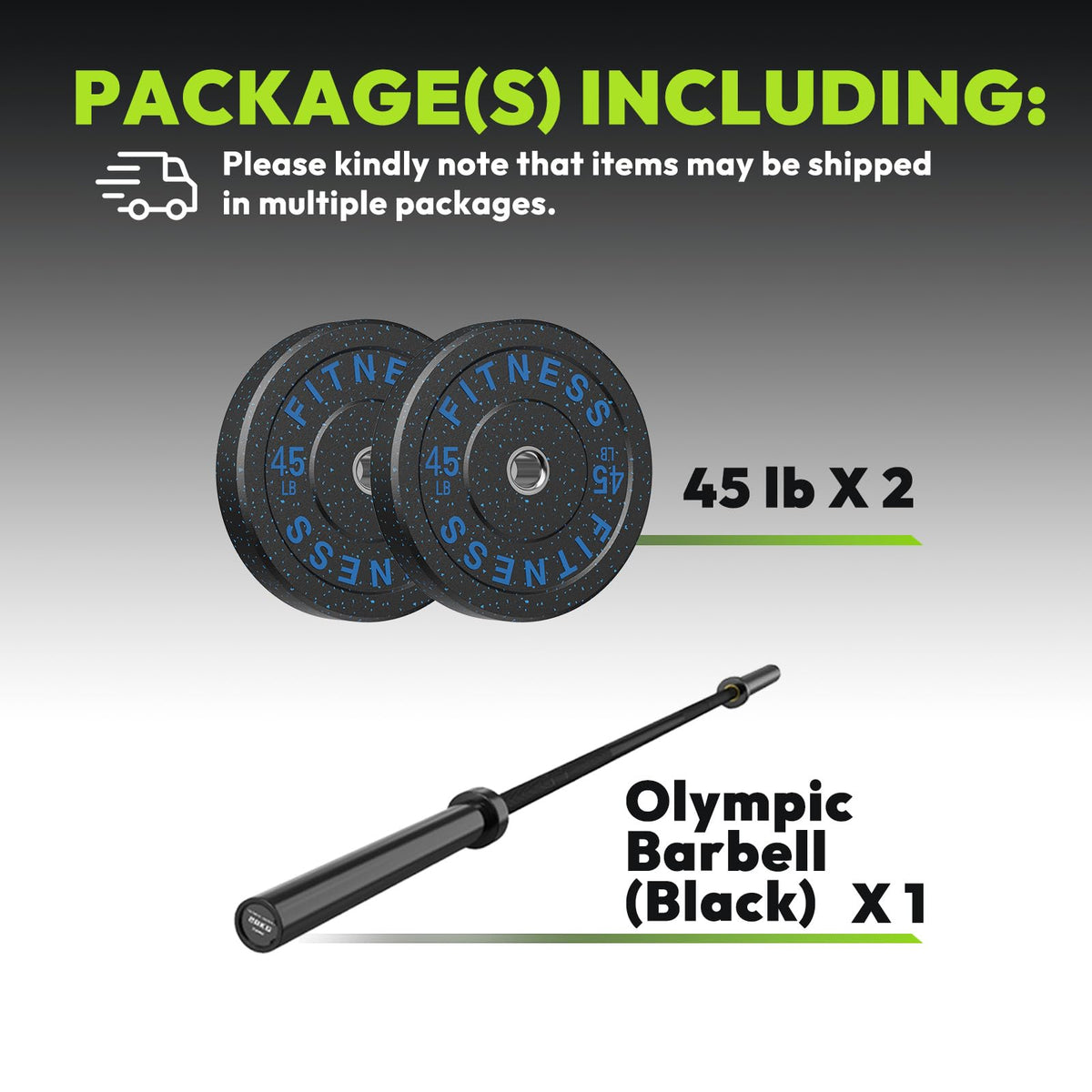 HANDBODE Olympic Barbell Set with Bumper Plates & Plate Rack