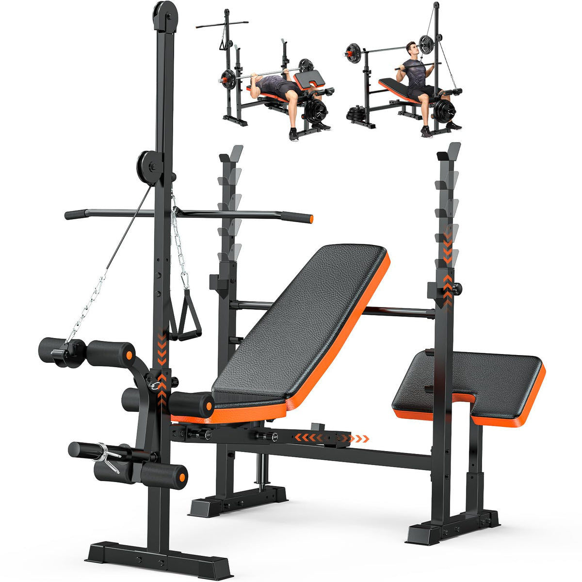 Fostoy Olympic Weight Bench with Lat Pulldown & Squat Rack