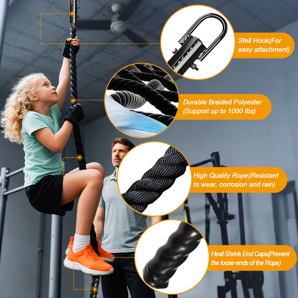 1.5-Inch Heavy-Duty Climbing Rope for Strength Training