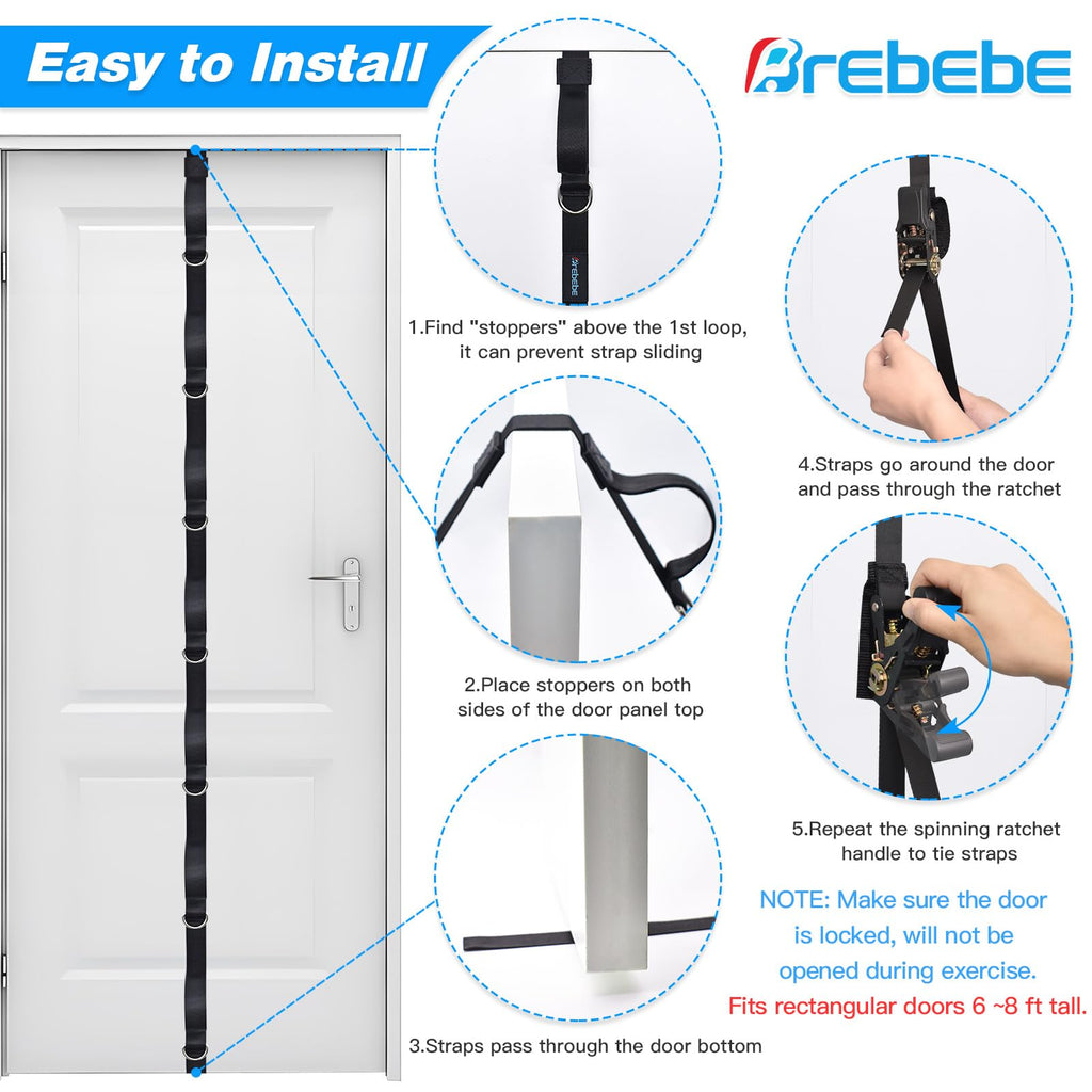 Brebebe Multi-Point Door Anchor Strap for Resistance Bands