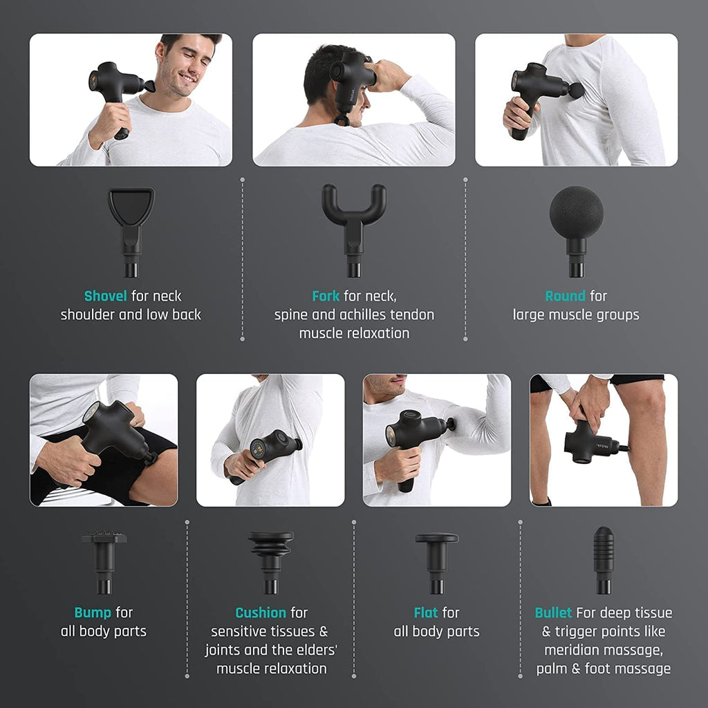 Mebak Deep Tissue Percussion Massage Gun with 7 Heads