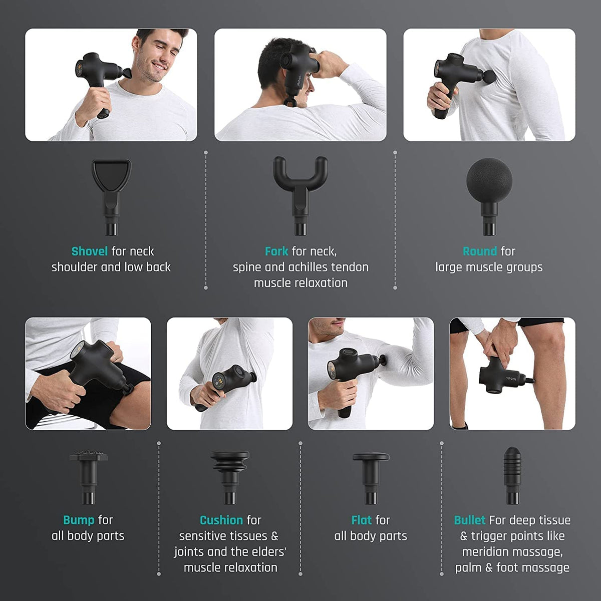 Mebak Deep Tissue Percussion Massage Gun with 7 Heads