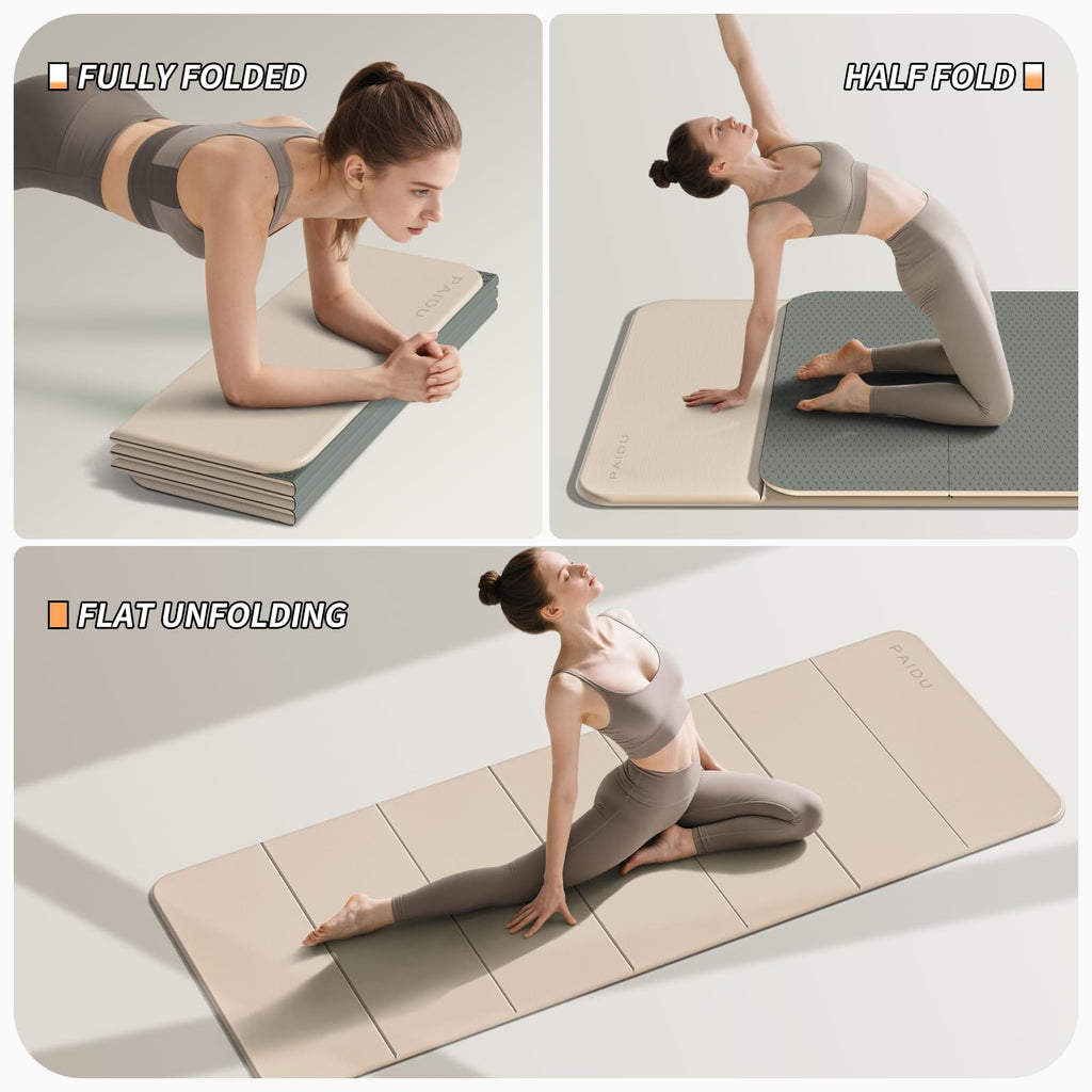 PAIDU 10mm Foldable TPE Yoga Mat – 75 x 26 in