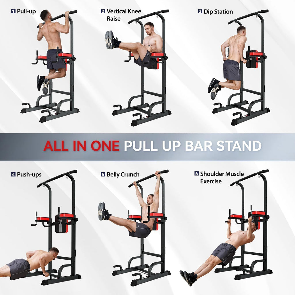 450LB Adjustable Pull-Up Bar Power Tower & Dip Station