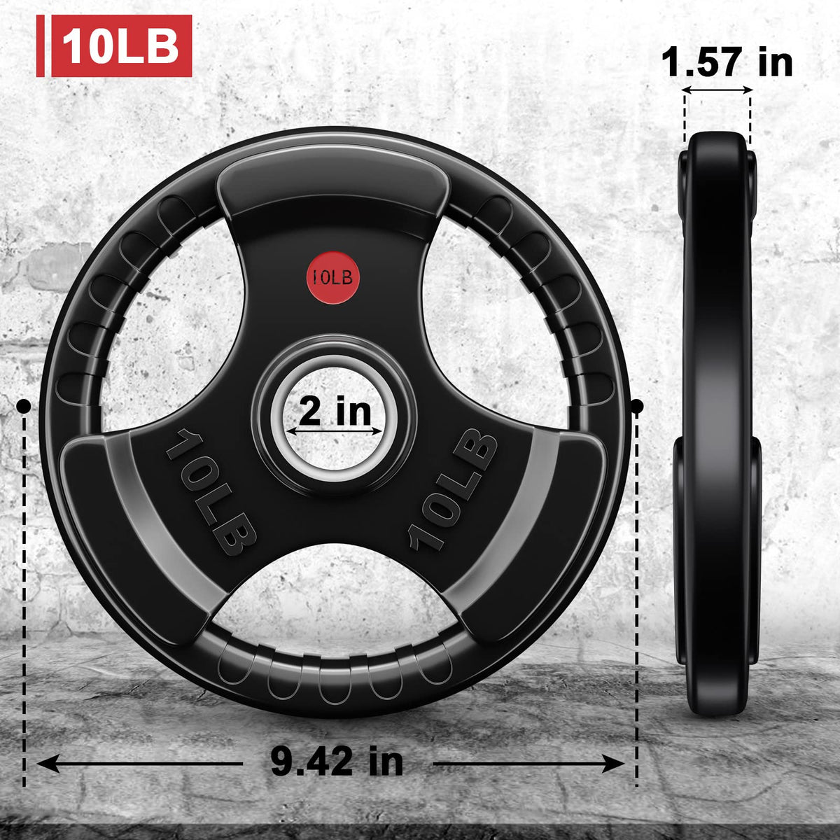 Rendpas 2-Inch Olympic Rubber Grip Weight Plates