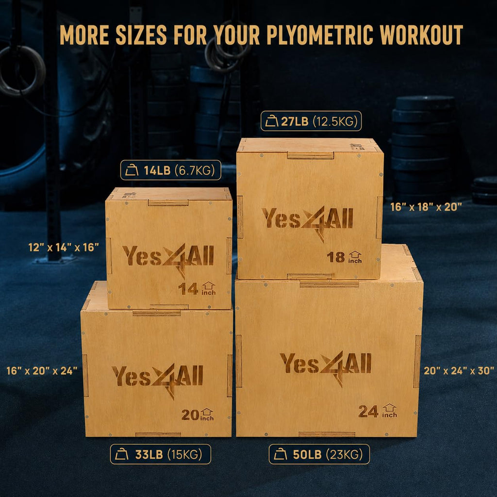 Yes4All 3-in-1 Wooden Plyometric Jump Box for Home Gym
