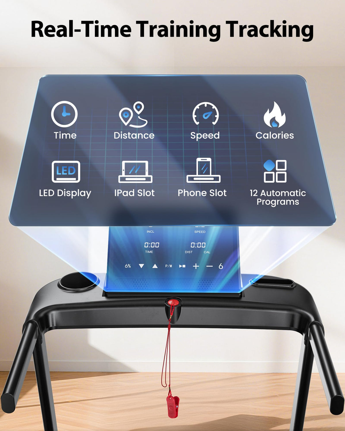 JAGJOG Foldable Treadmill with 15% Auto Incline & 8.8 MPH