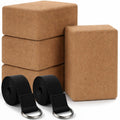 Leitee 6-Piece Cork Yoga Block & Stretch Strap Set