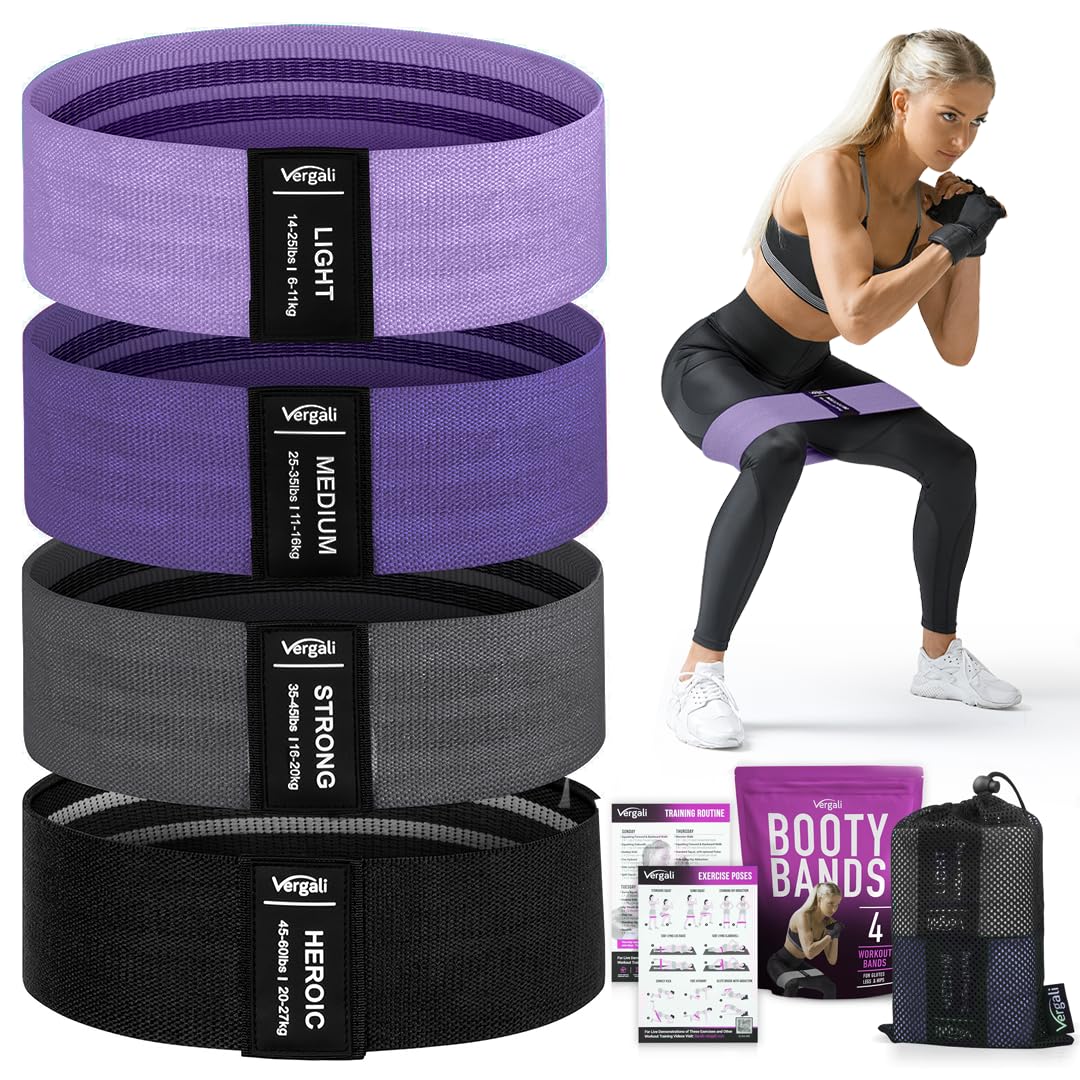 4-Piece Fabric Resistance Bands for Legs, Hips & Glutes
