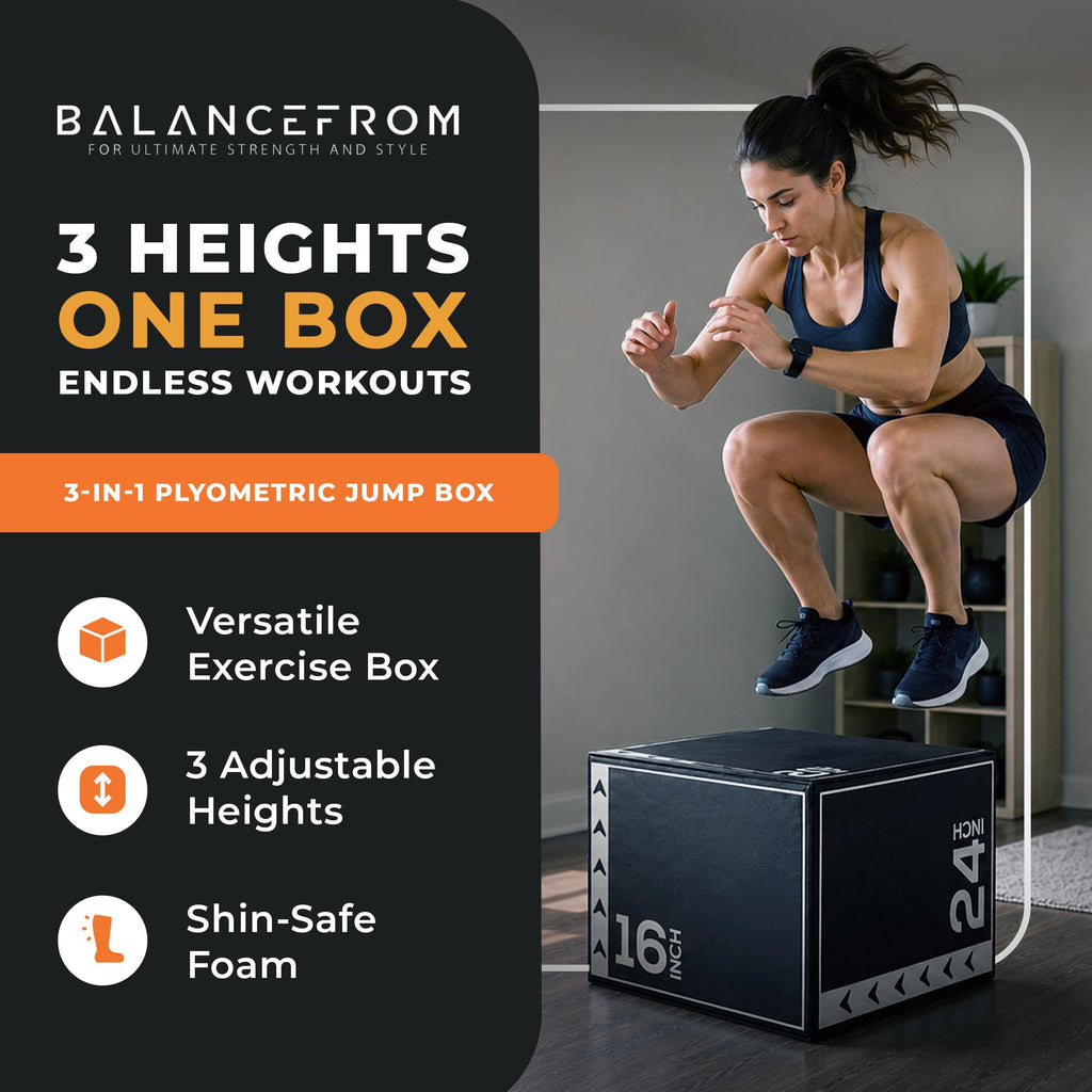 BalanceFrom 3-in-1 Foam Plyometric Jump Box for Home Gym