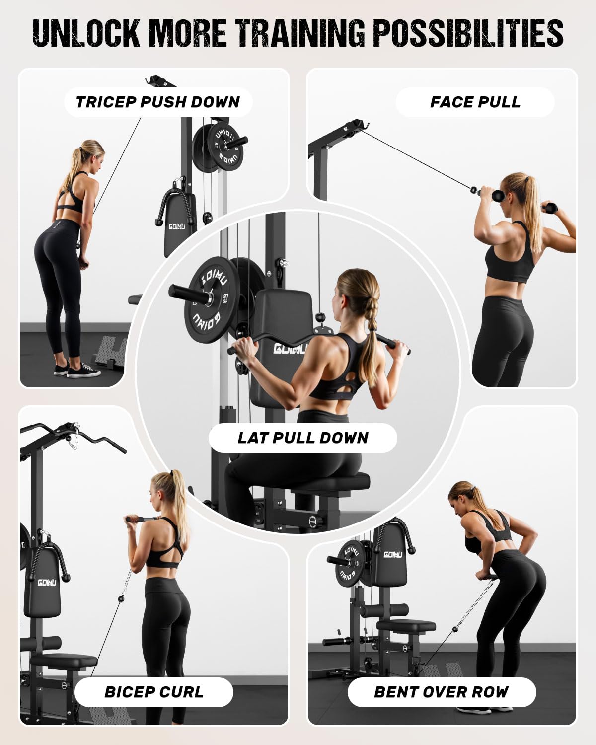 GOIMU LS01 3-in-1 LAT Pulldown & Cable Row Machine
