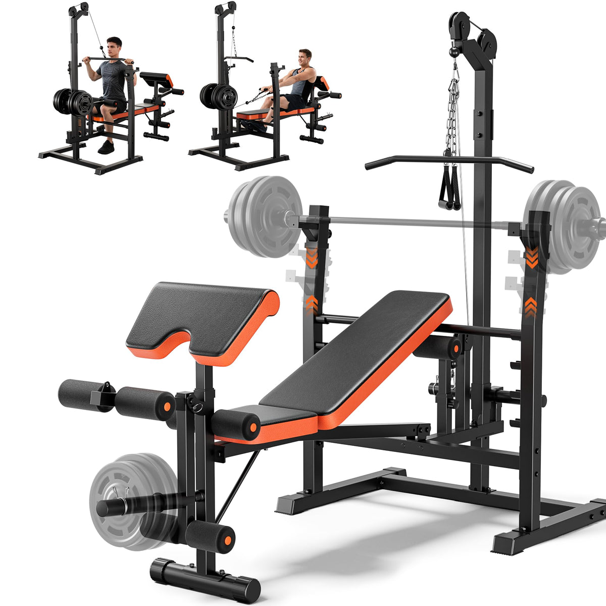 Fostoy Olympic Weight Bench with Lat Pulldown & Squat Rack