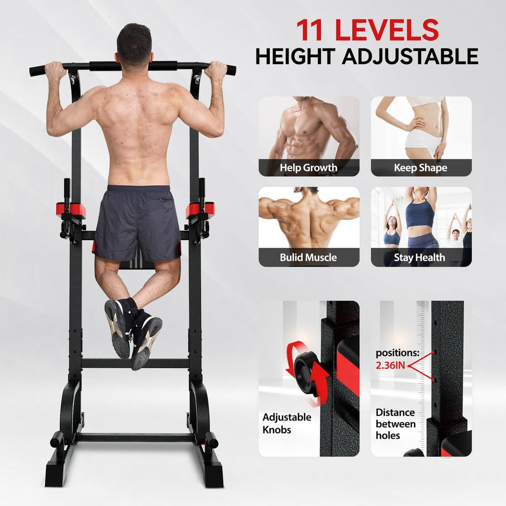 450LB Adjustable Pull-Up Bar Power Tower & Dip Station