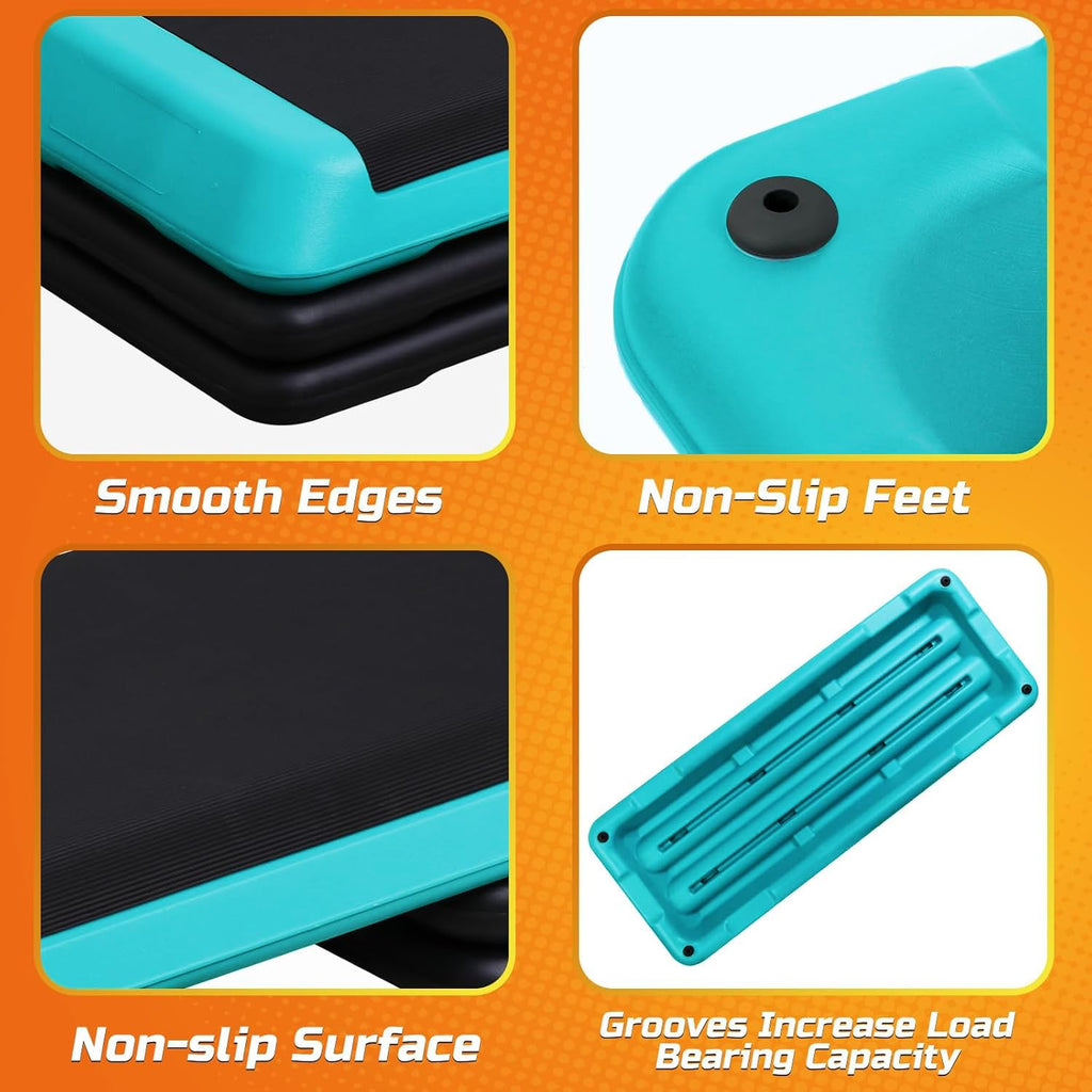 ZENY 43-Inch Adjustable Aerobic Step Platform with Risers