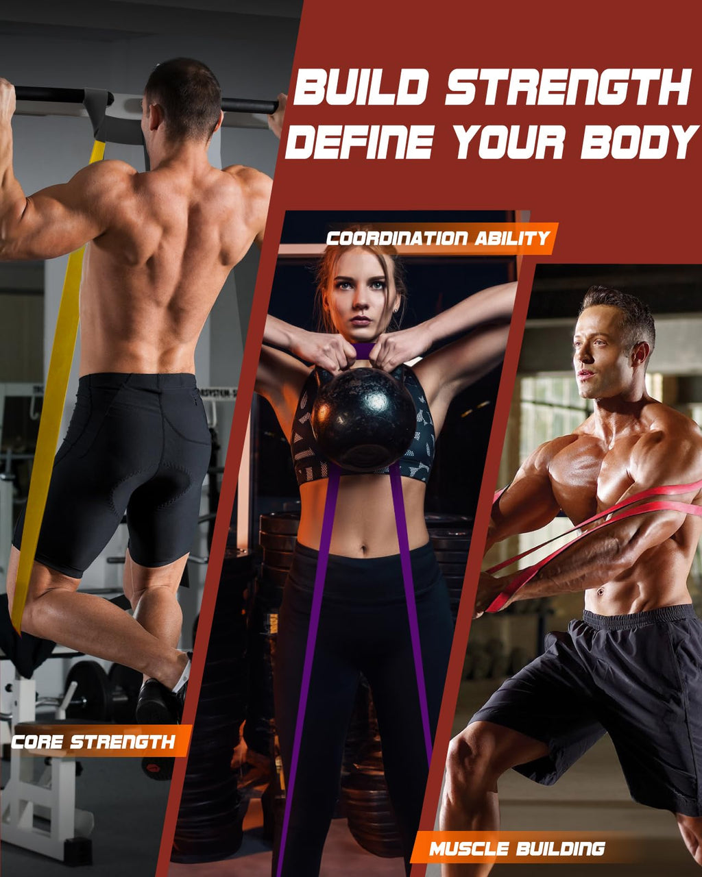 Fitense Pull-Up Resistance Band Set with Door Anchor