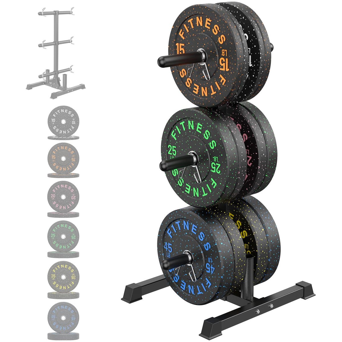 HANDBODE Olympic Barbell Set with Bumper Plates & Plate Rack