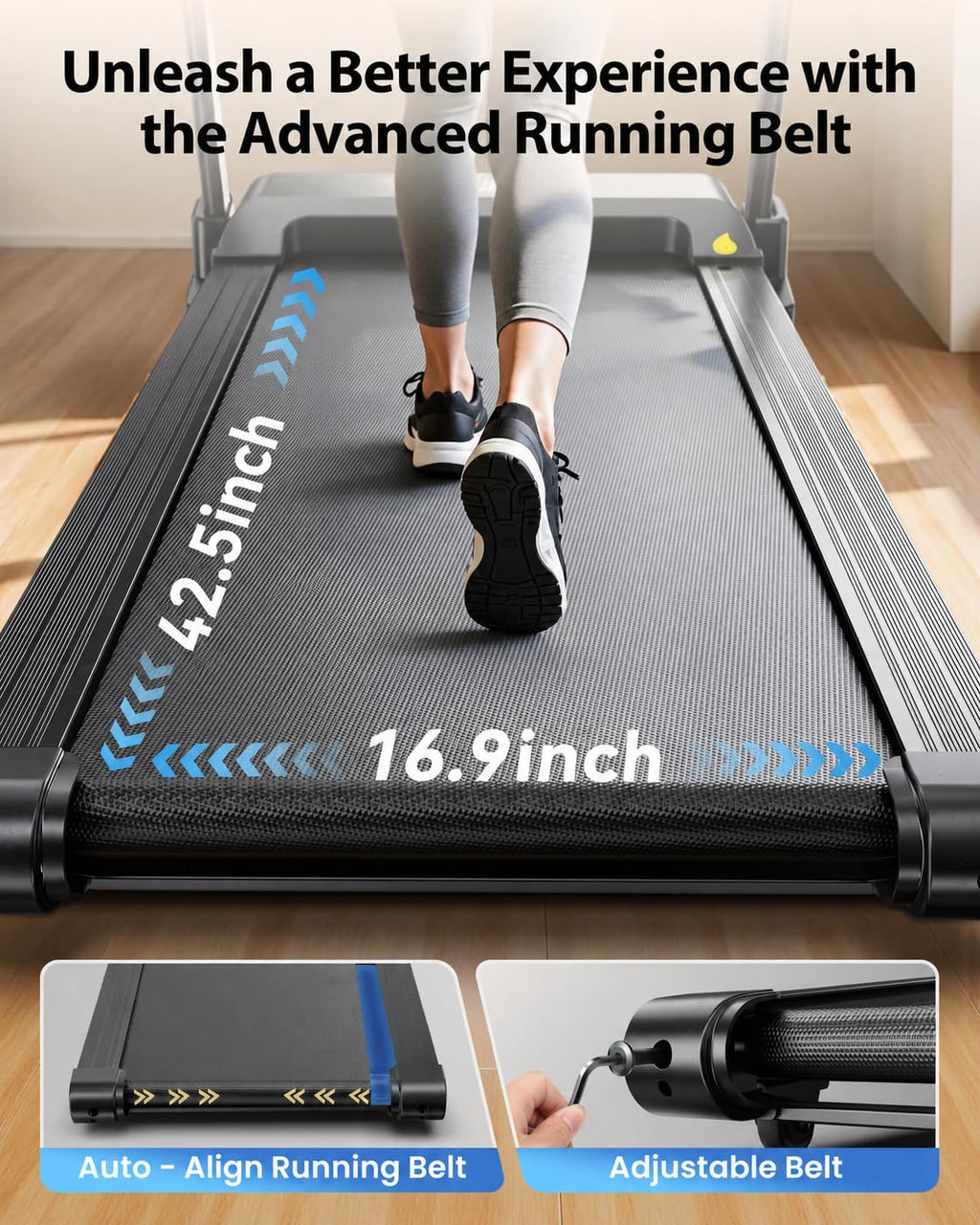 JAGJOG Foldable Treadmill with 15% Auto Incline & 8.8 MPH