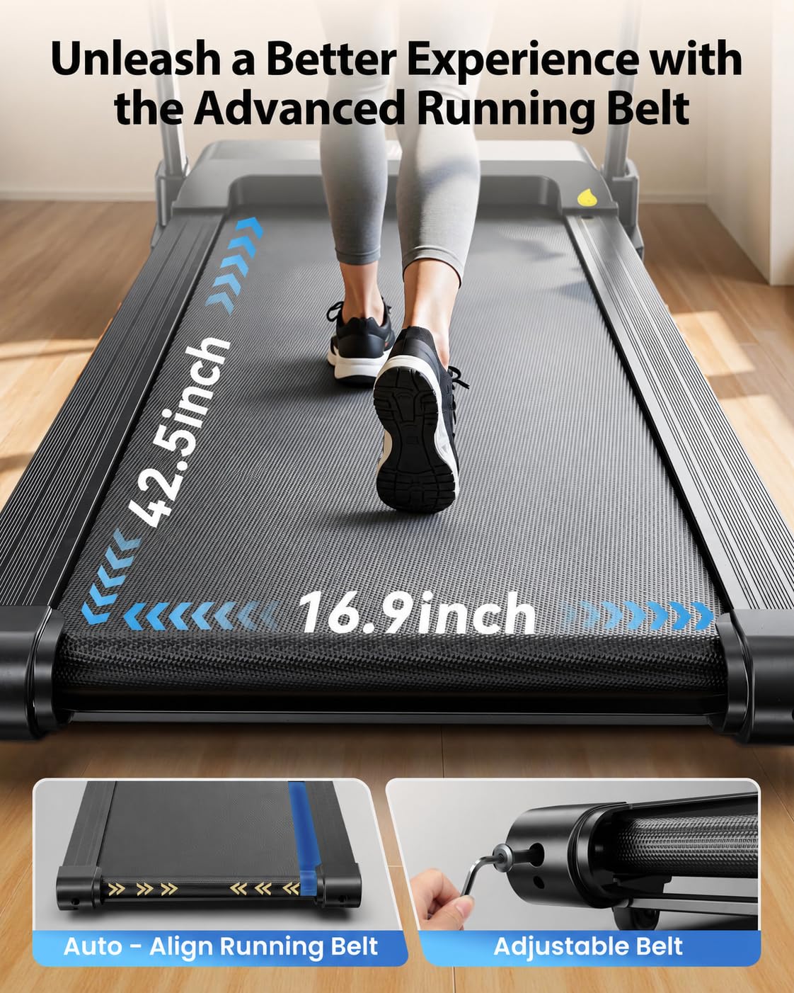 JAGJOG Foldable Treadmill with 15% Auto Incline & 8.8 MPH