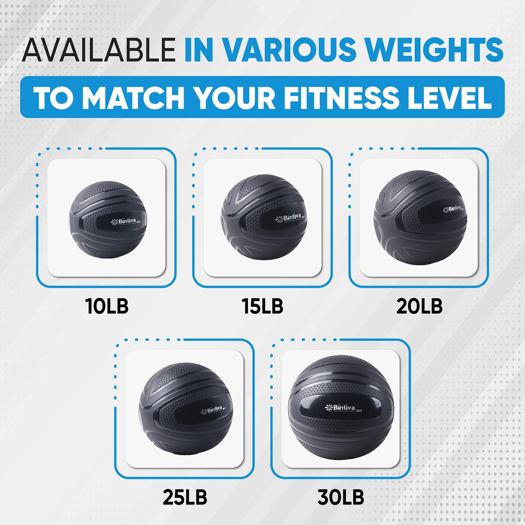 Bintiva Non-Bounce Weighted Slam Ball for Fitness Training