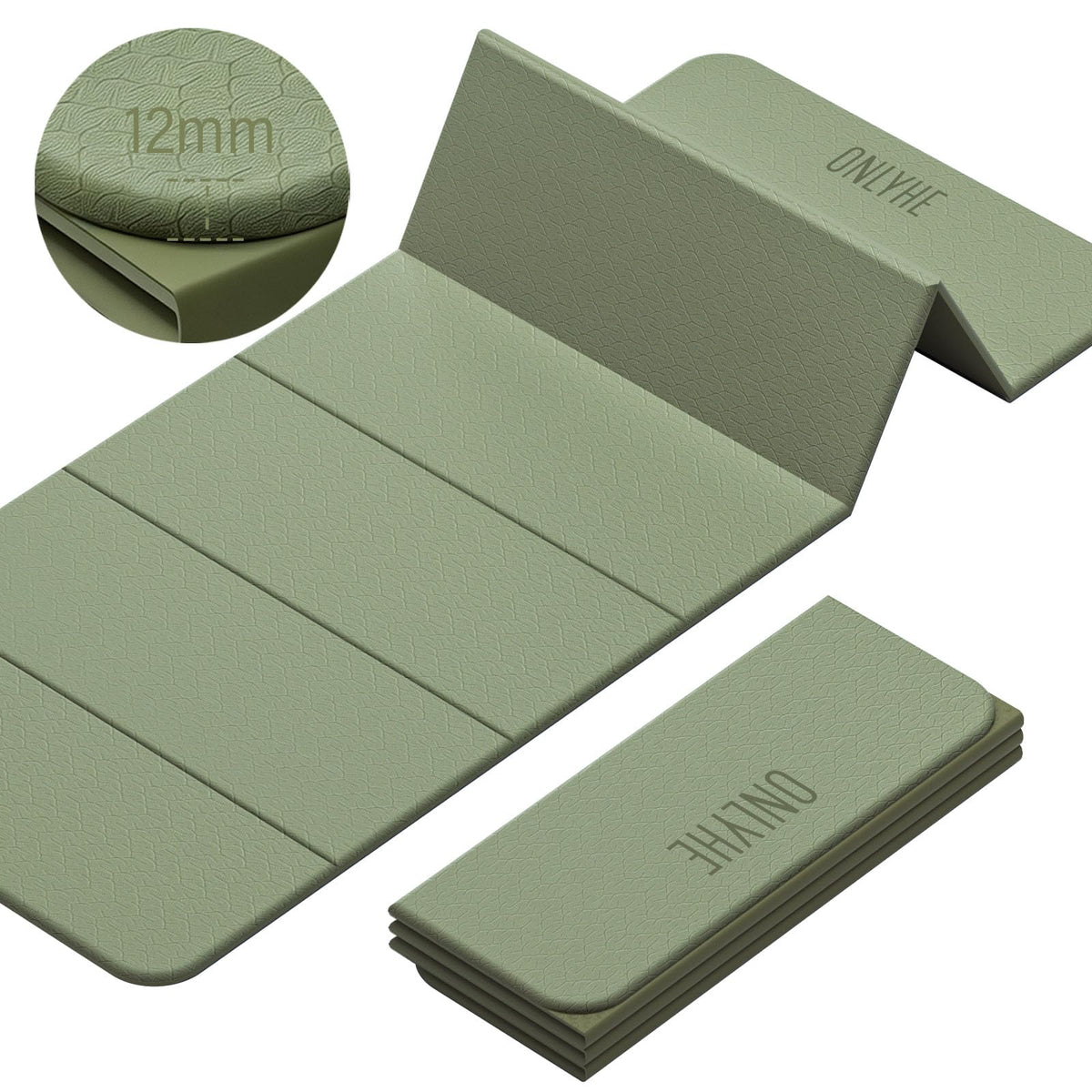 12mm Foldable Yoga & Pilates Exercise Mat – 71 x 24 in