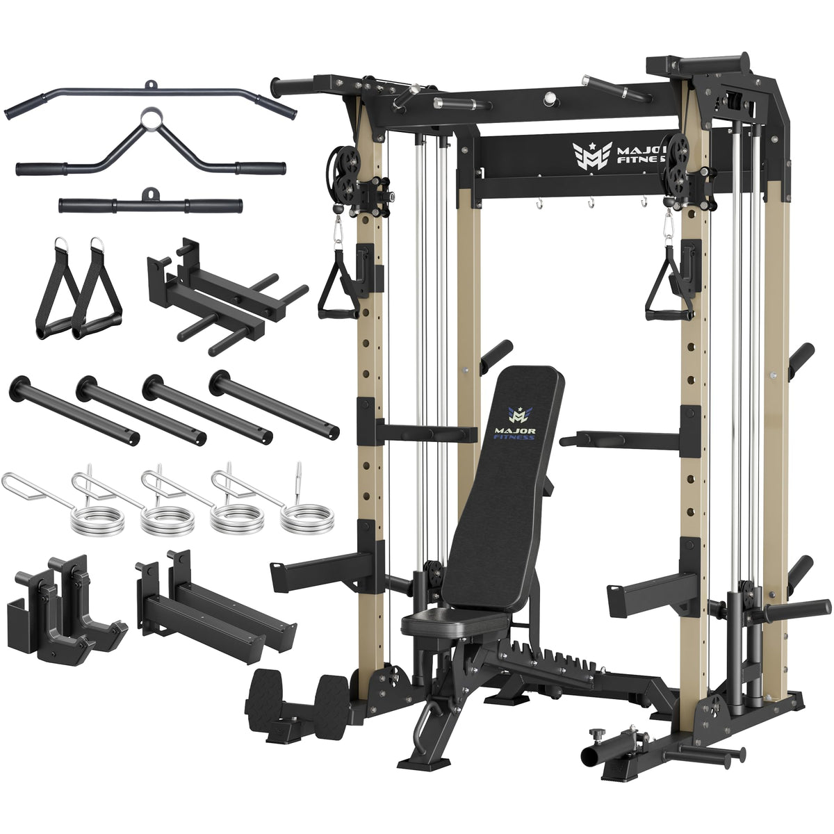 MAJOR FITNESS F22 Power Rack with Dual Pulley System