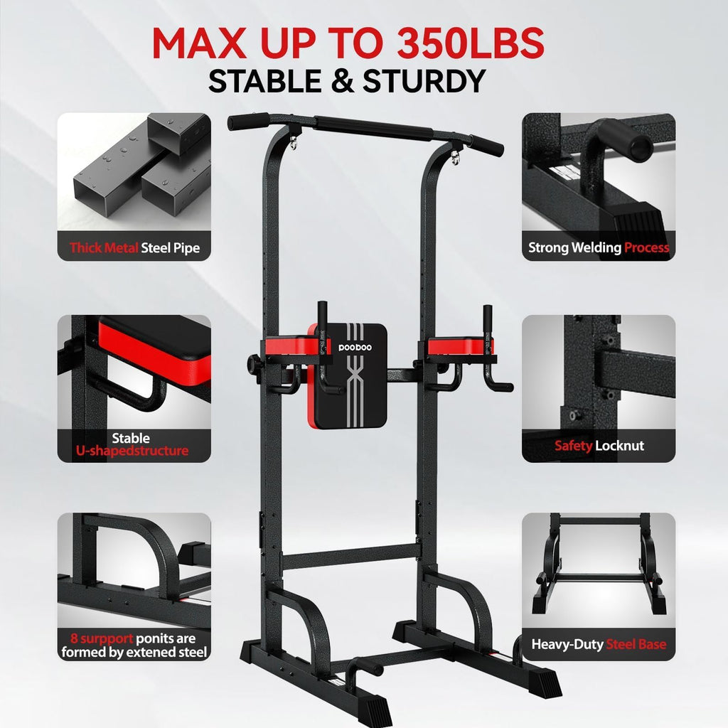 450LB Adjustable Pull-Up Bar Power Tower & Dip Station