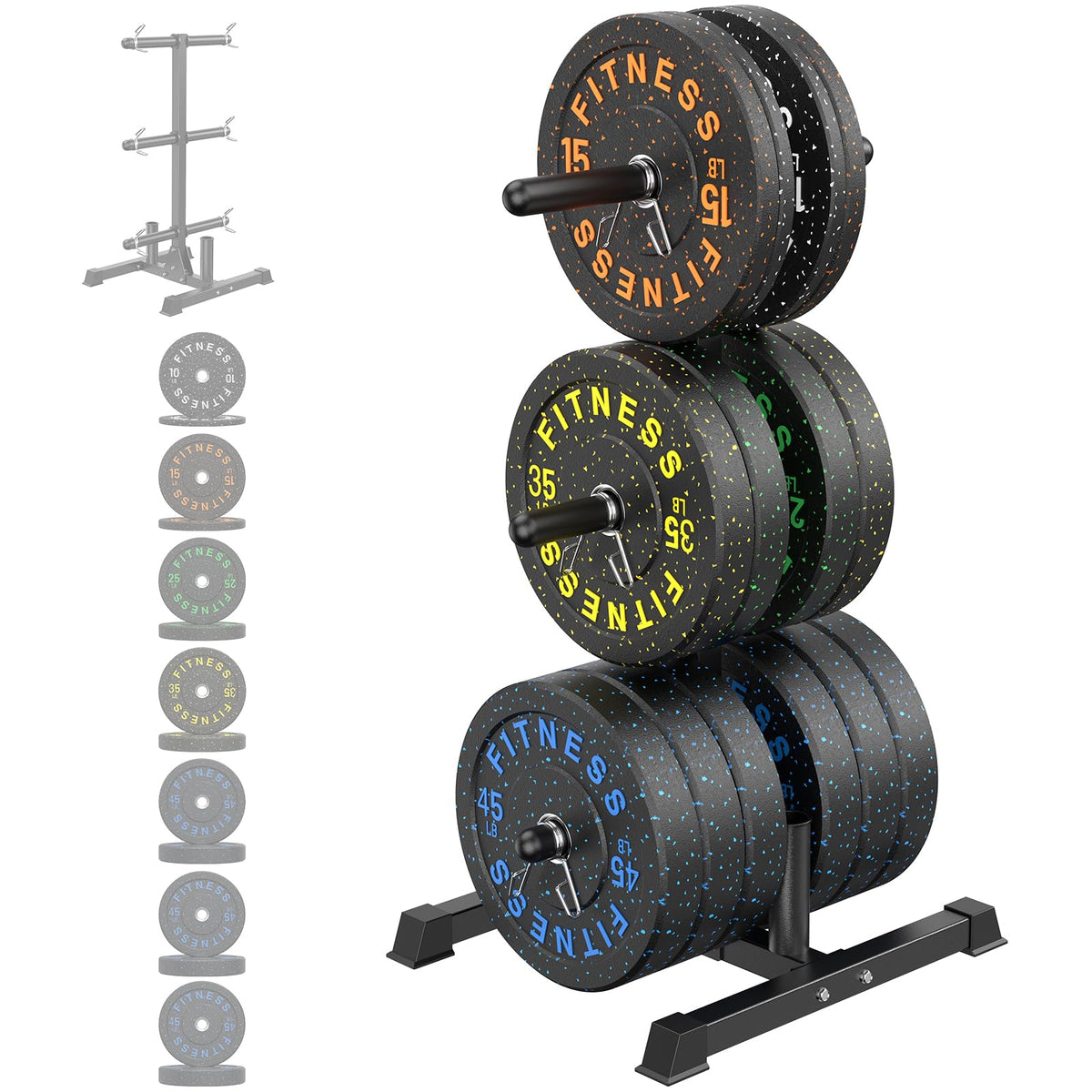HANDBODE Olympic Barbell Set with Bumper Plates & Plate Rack