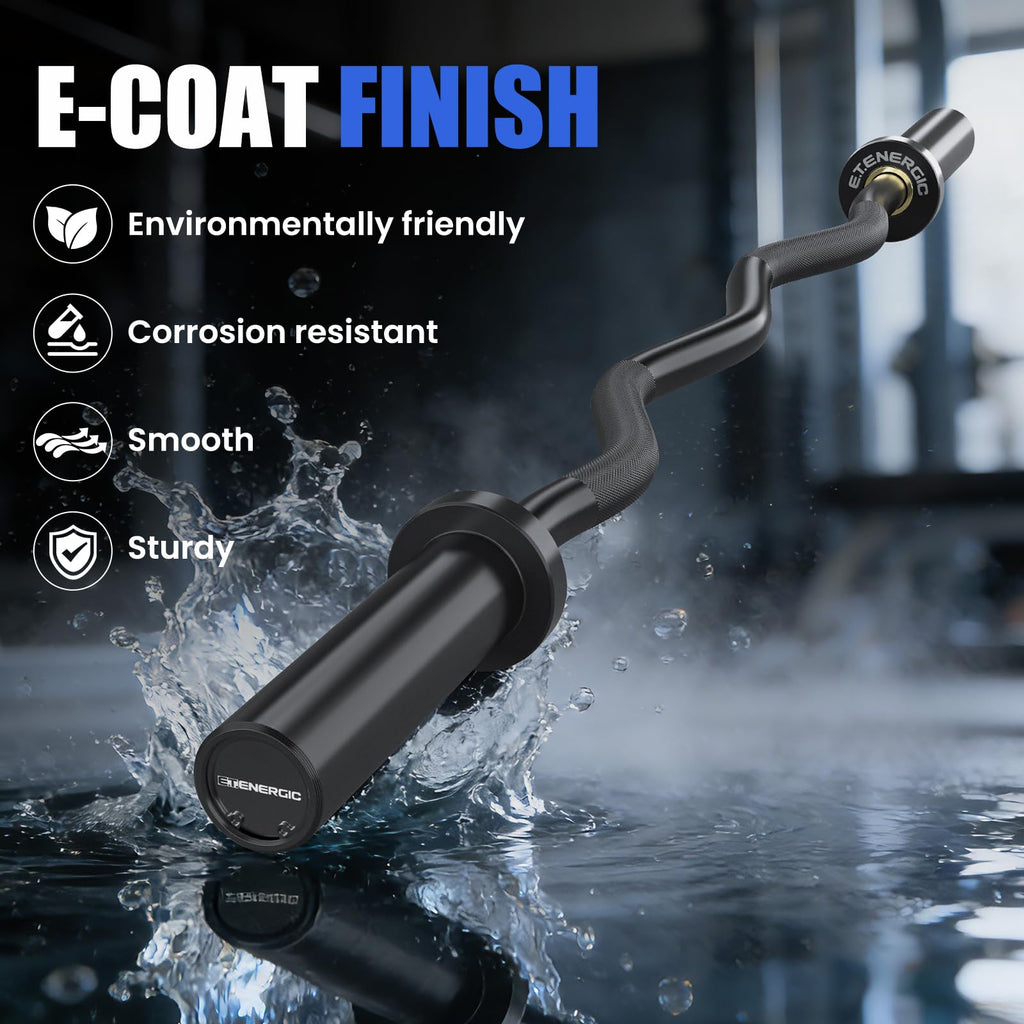 E.T.ENERGIC 47-Inch Solid Steel Olympic Curl Bar 700 lb