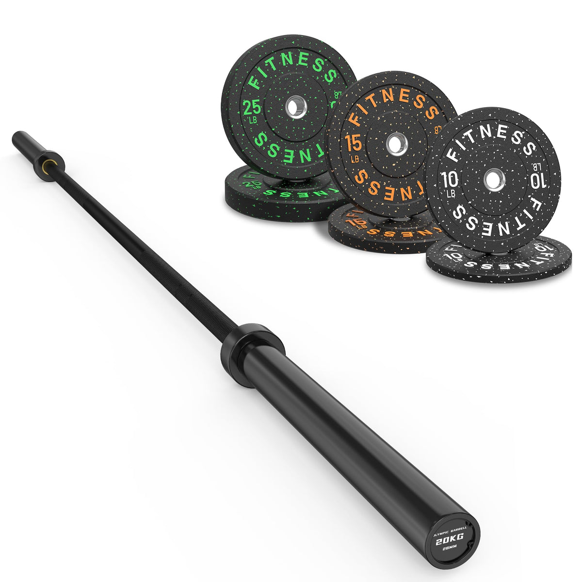HANDBODE Olympic Barbell Set with Bumper Plates & Plate Rack