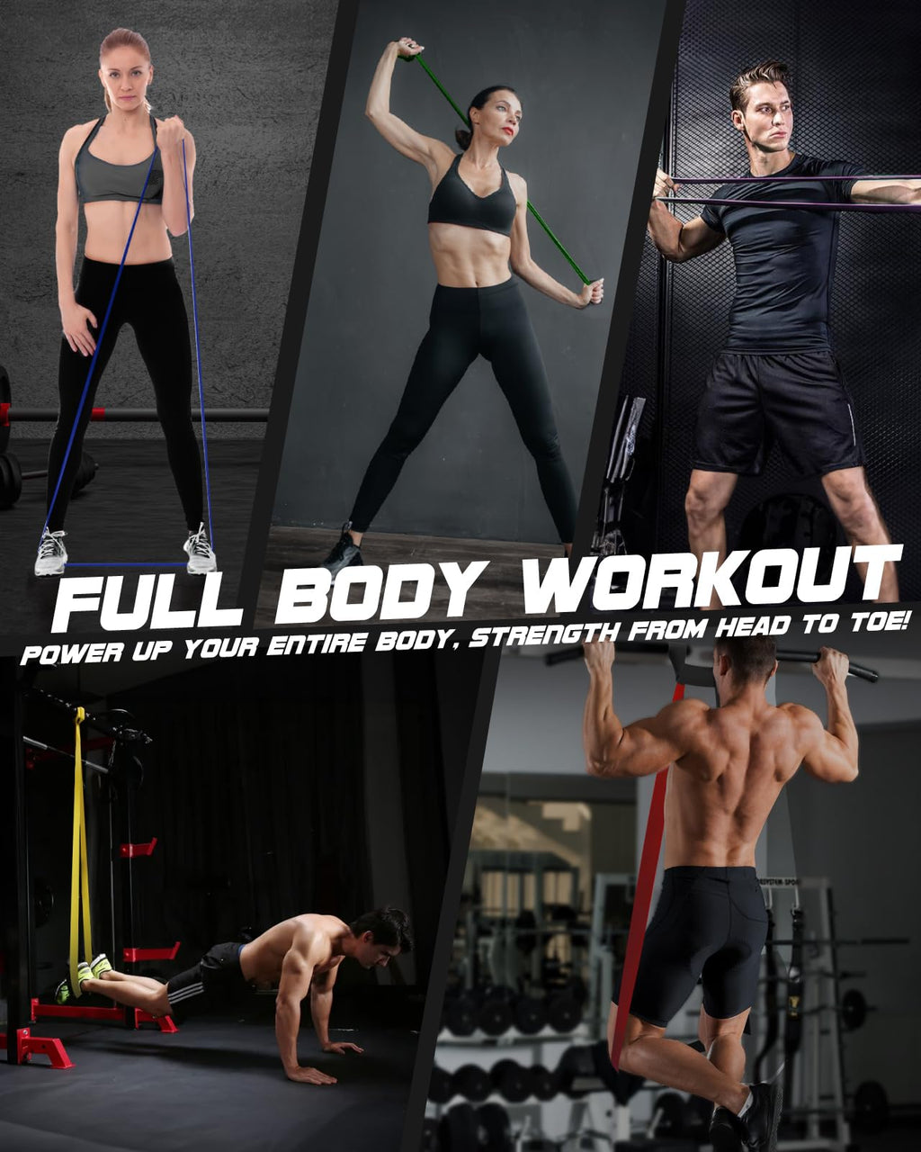 Fitense Pull-Up Resistance Band Set with Door Anchor