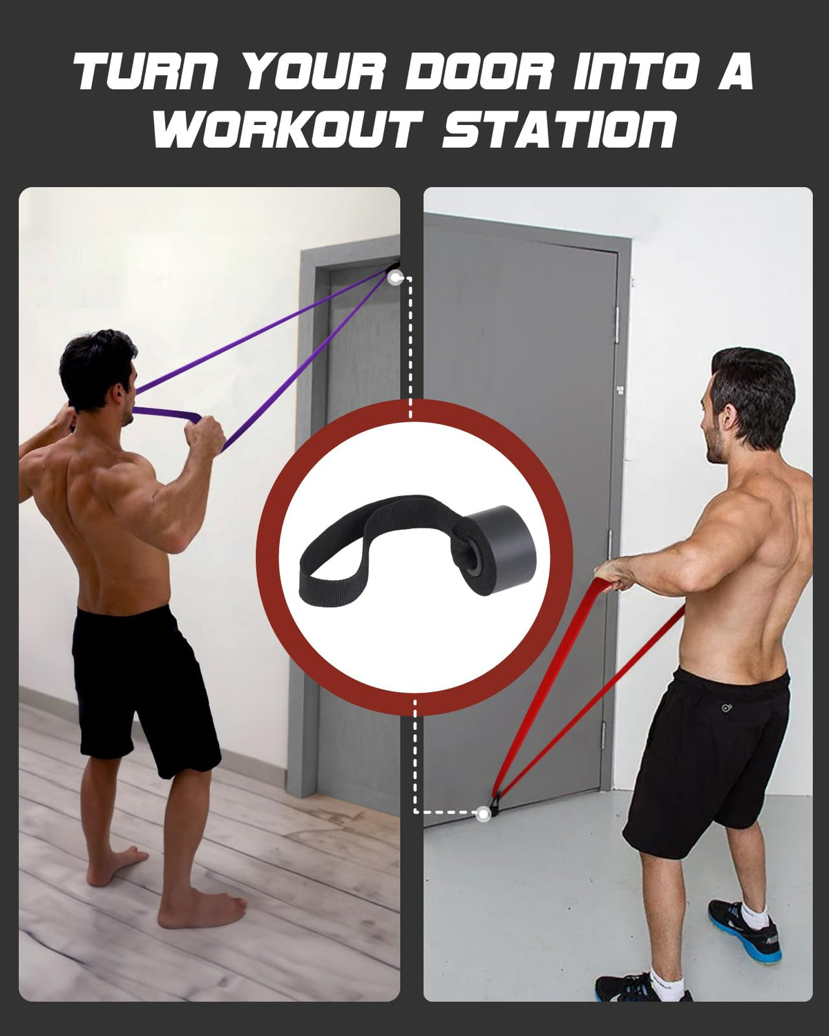 Fitense Pull-Up Resistance Band Set with Door Anchor