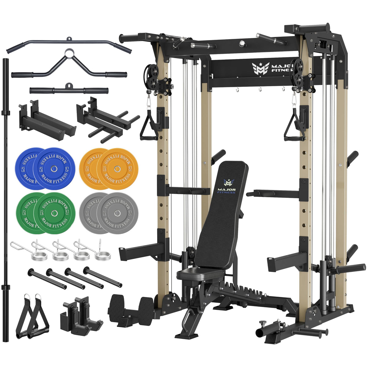 MAJOR FITNESS F22 Power Rack with Dual Pulley System