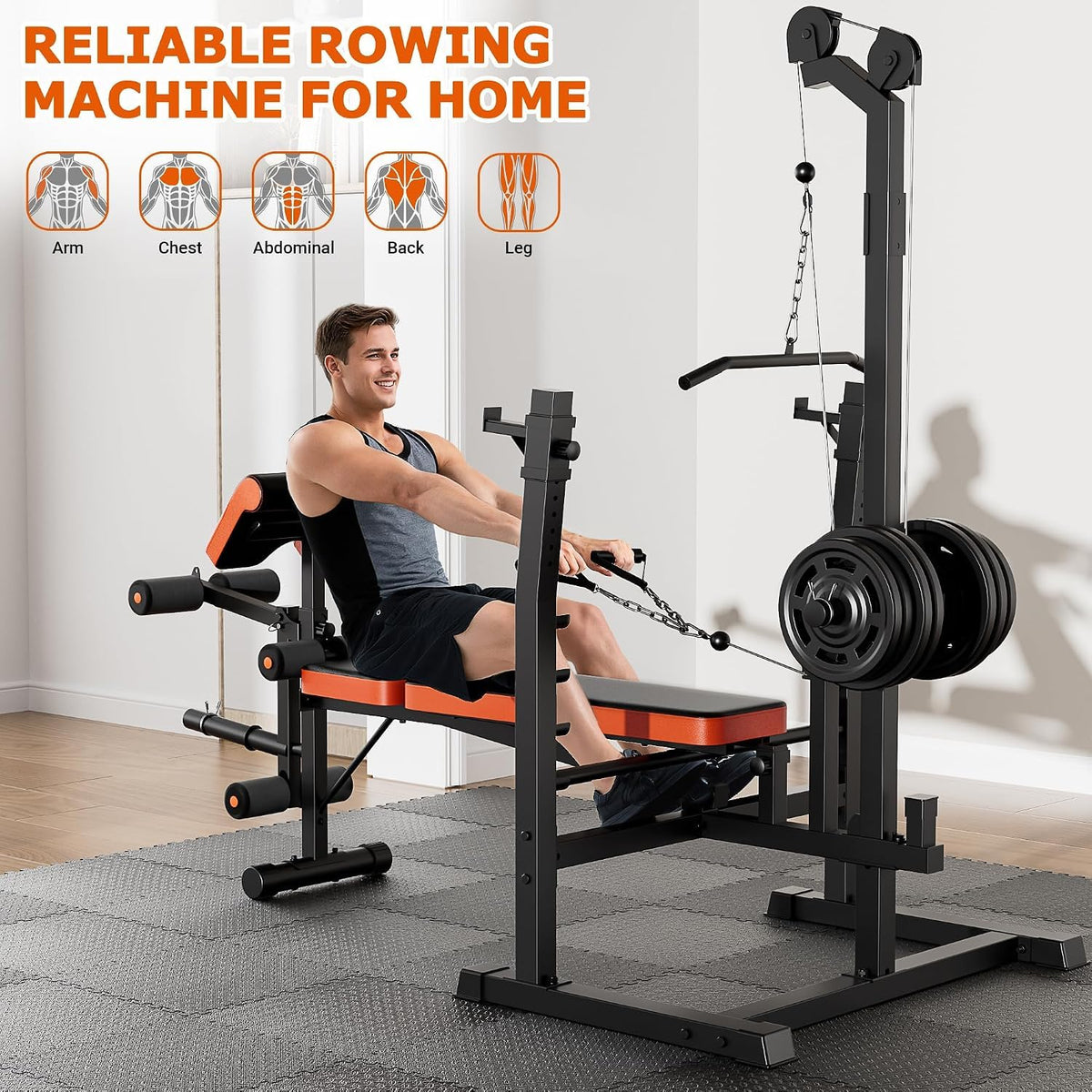 Fostoy Olympic Weight Bench with Lat Pulldown & Squat Rack