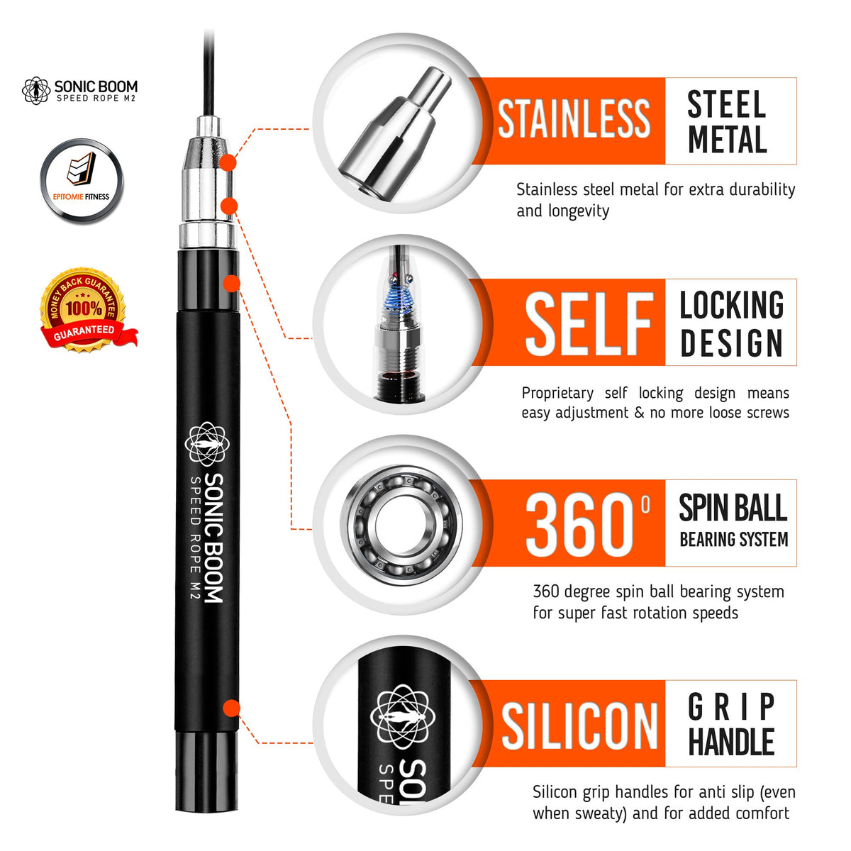 Epitomie Fitness Sonic Boom M2 High-Speed Weighted Jump Rope