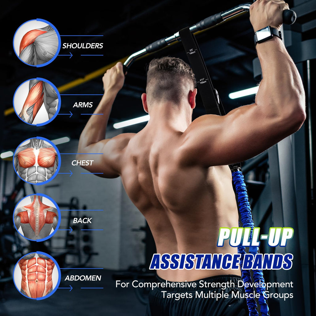 ALongSong Adjustable Pull-Up Assist Bands with Foot Pedal