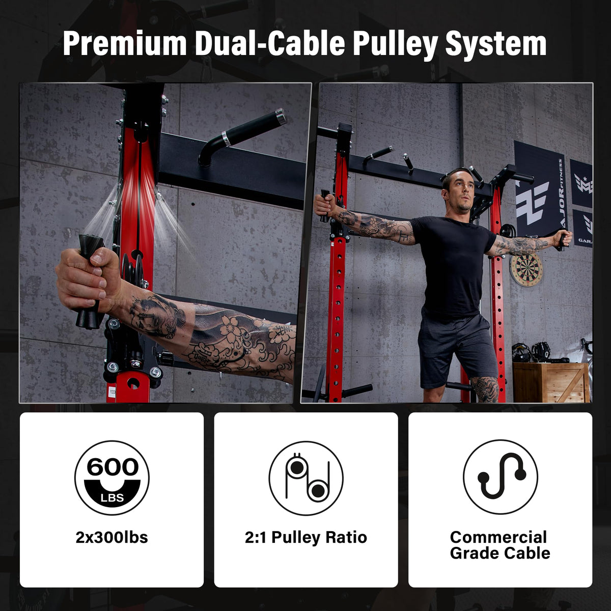 MAJOR FITNESS F22 Power Rack with Dual Pulley System